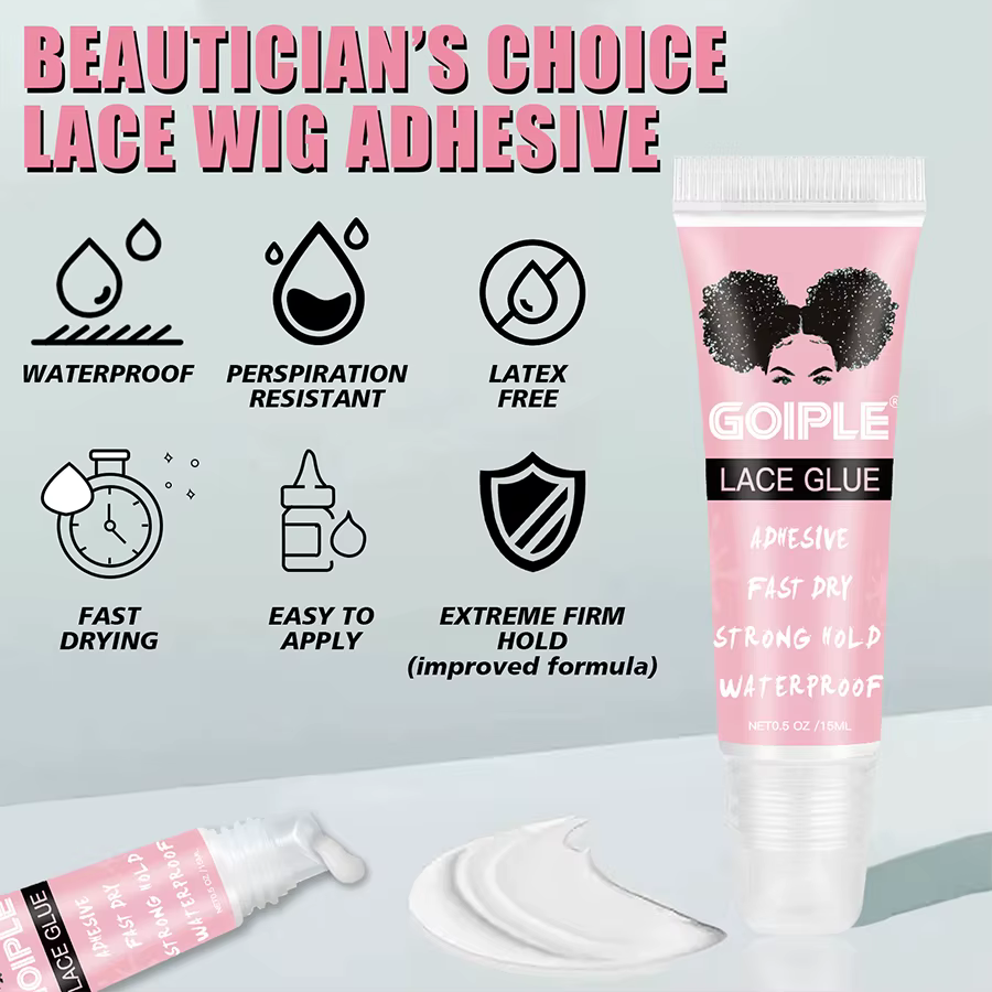 GOIPLE 15ml perruque dentelle colle séchage rapide forte tenue Super liaison Invisible imperméable adhésif pour