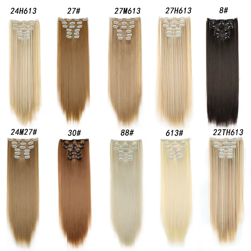 Extensions de cheveux noirs 24 pouces/60 cm