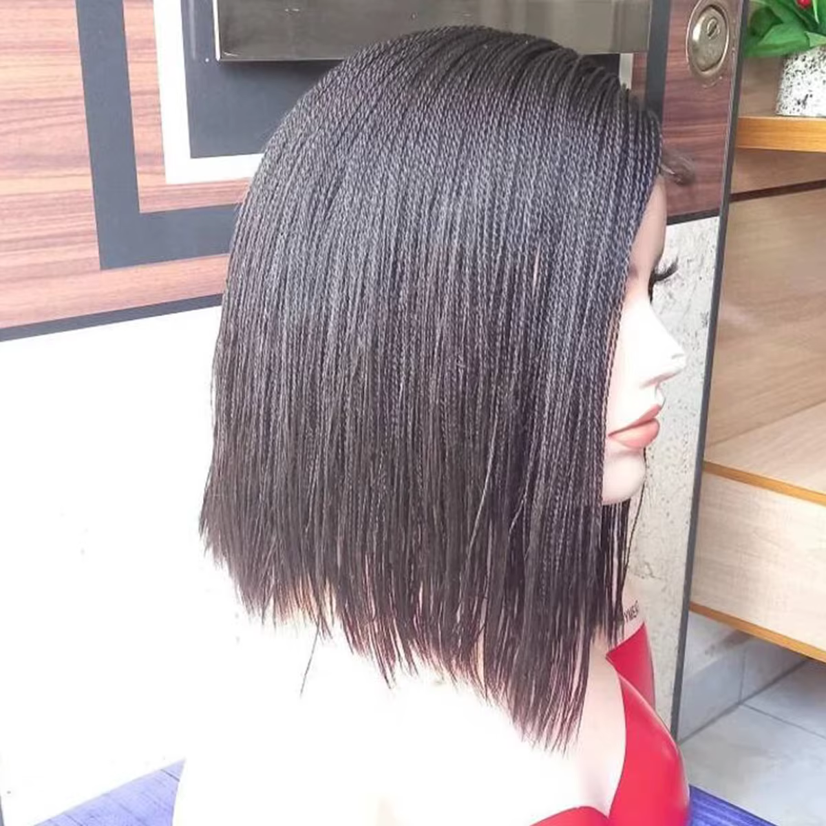 Perruques tressées à fermeture ultraviolette courte pour femmes noires