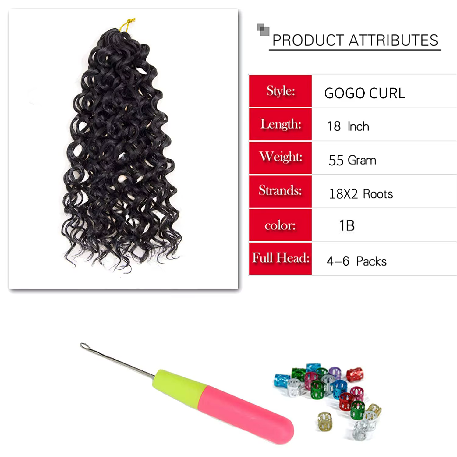 18 "GoGo Curl Crochet cheveux pour les femmes noires plage