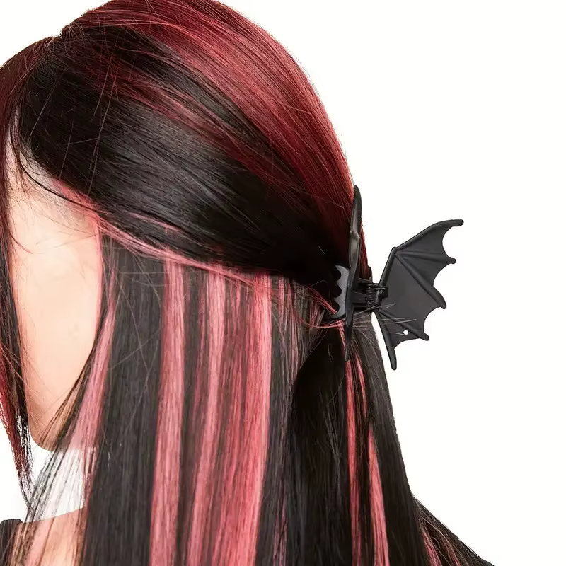 Pince à cheveux chauve-souris gothique Halloween noir mat