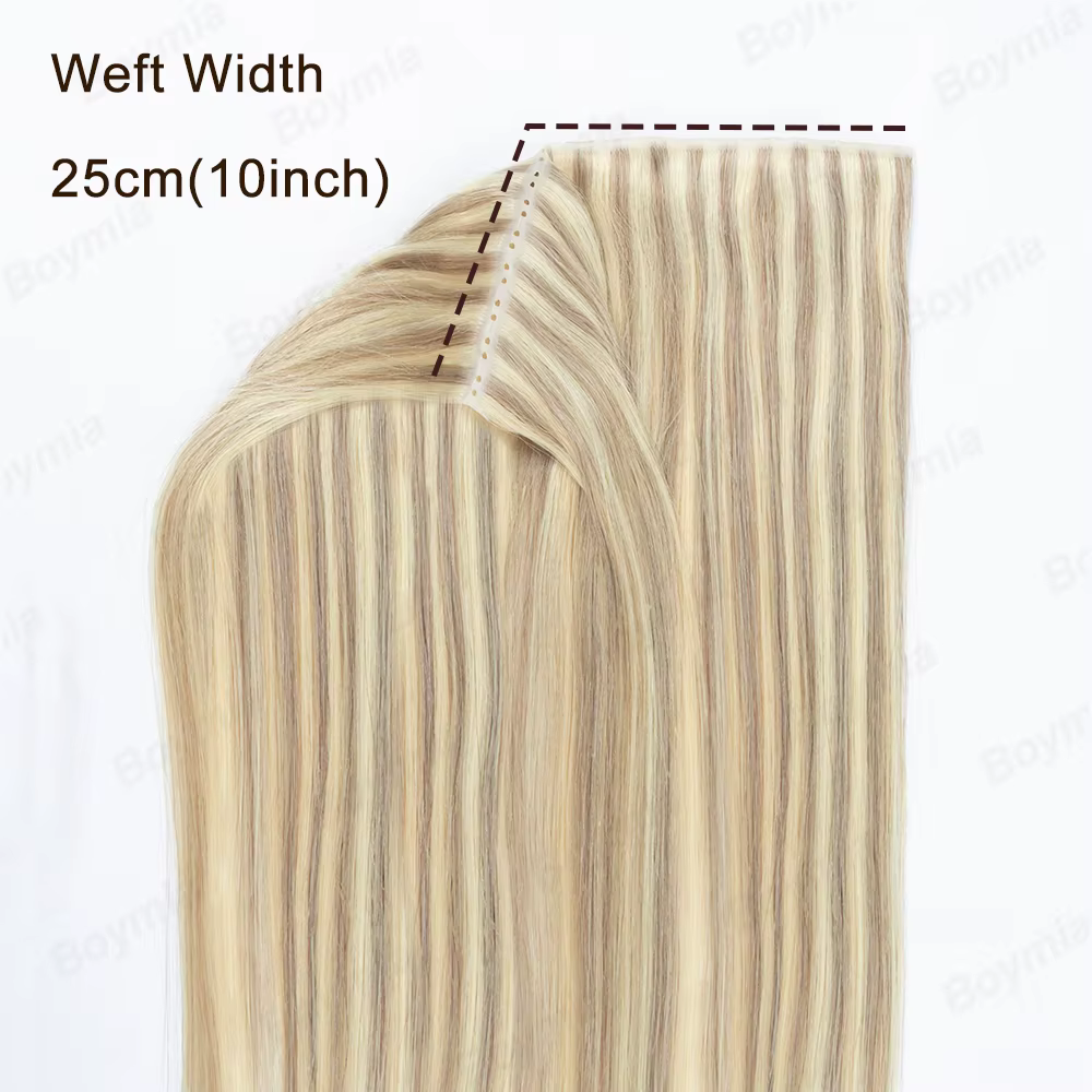 Extensions de trame papillon cheveux humains attachés à la main Invisible PU paquets trou plat Remy double onglets PU