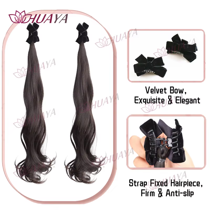 Pinces à cheveux en velours avec nœud et oreilles d'elfe