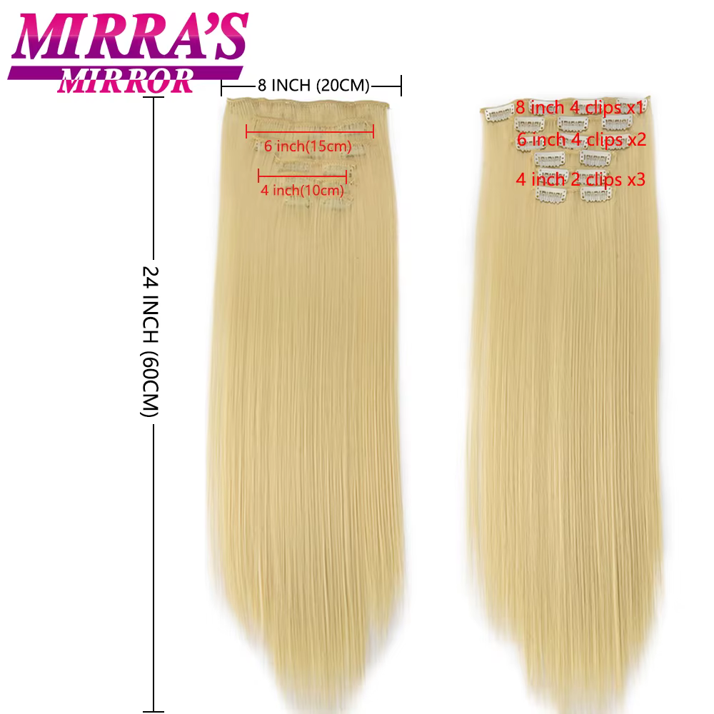 Extensions de Cheveux Synthétiques Longs et Lisses