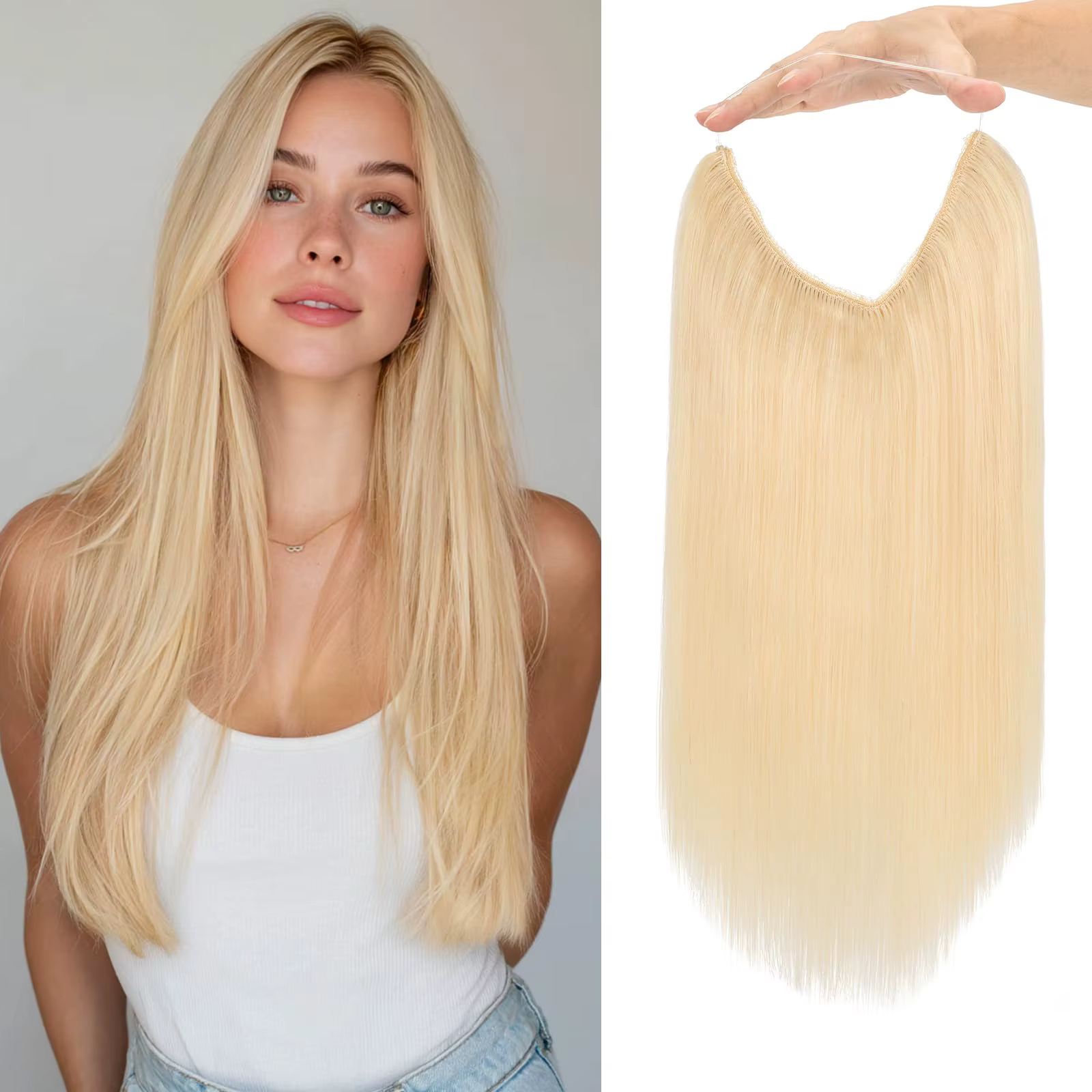# Extensions de cheveux naturels à fil Invisible blond 613