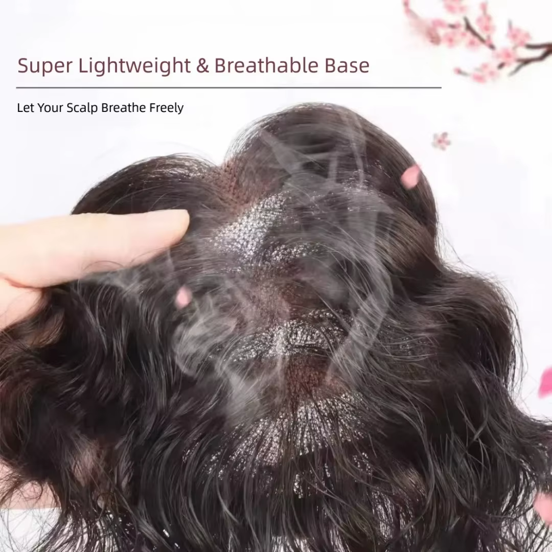 Topper de cheveux humains bouclés avec frange