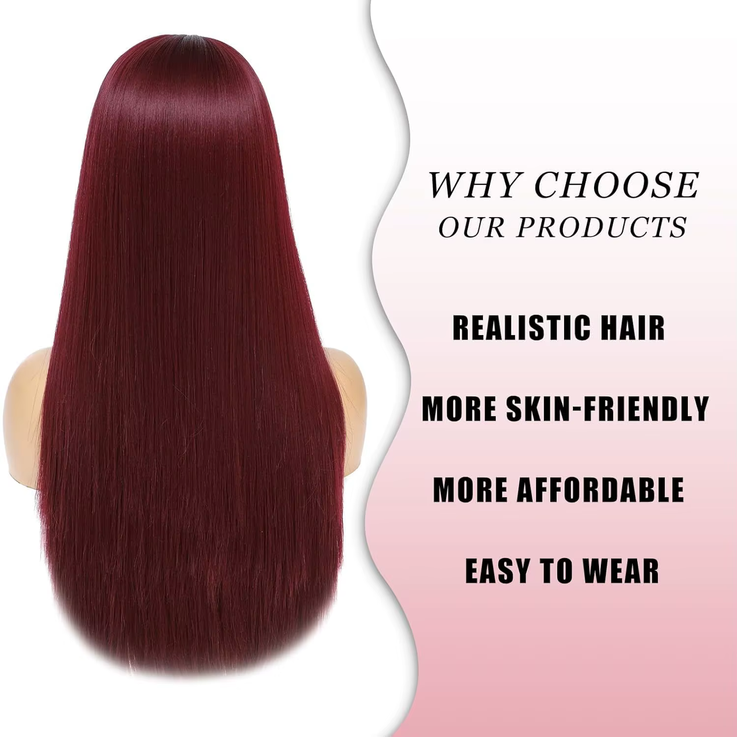 Perruque synthétique 26 pouces la plus vendue pour cheveux longs et raides