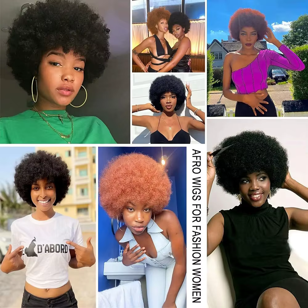 Perruques courtes bouclées afro kinky en cheveux humains avec dentelle frontale 13x4 pour femmes