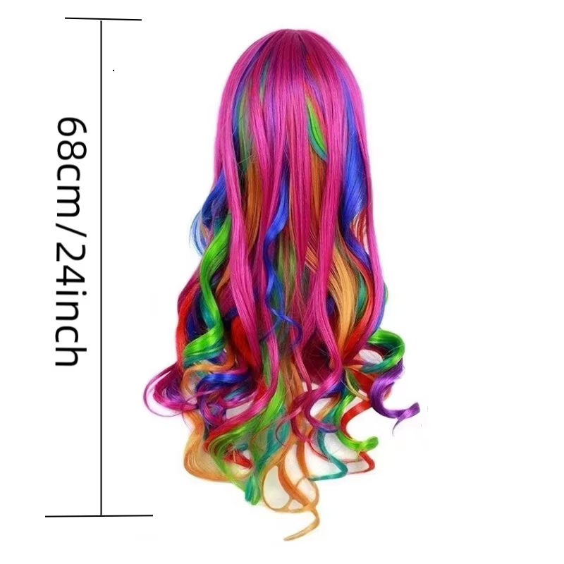 Nouvelles perruques synthétiques tendance aux couleurs arc-en-ciel