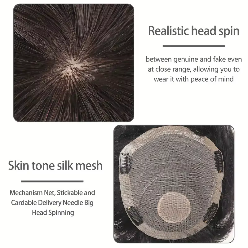 Prothèse capillaire à clipser pour homme en cheveux naturels