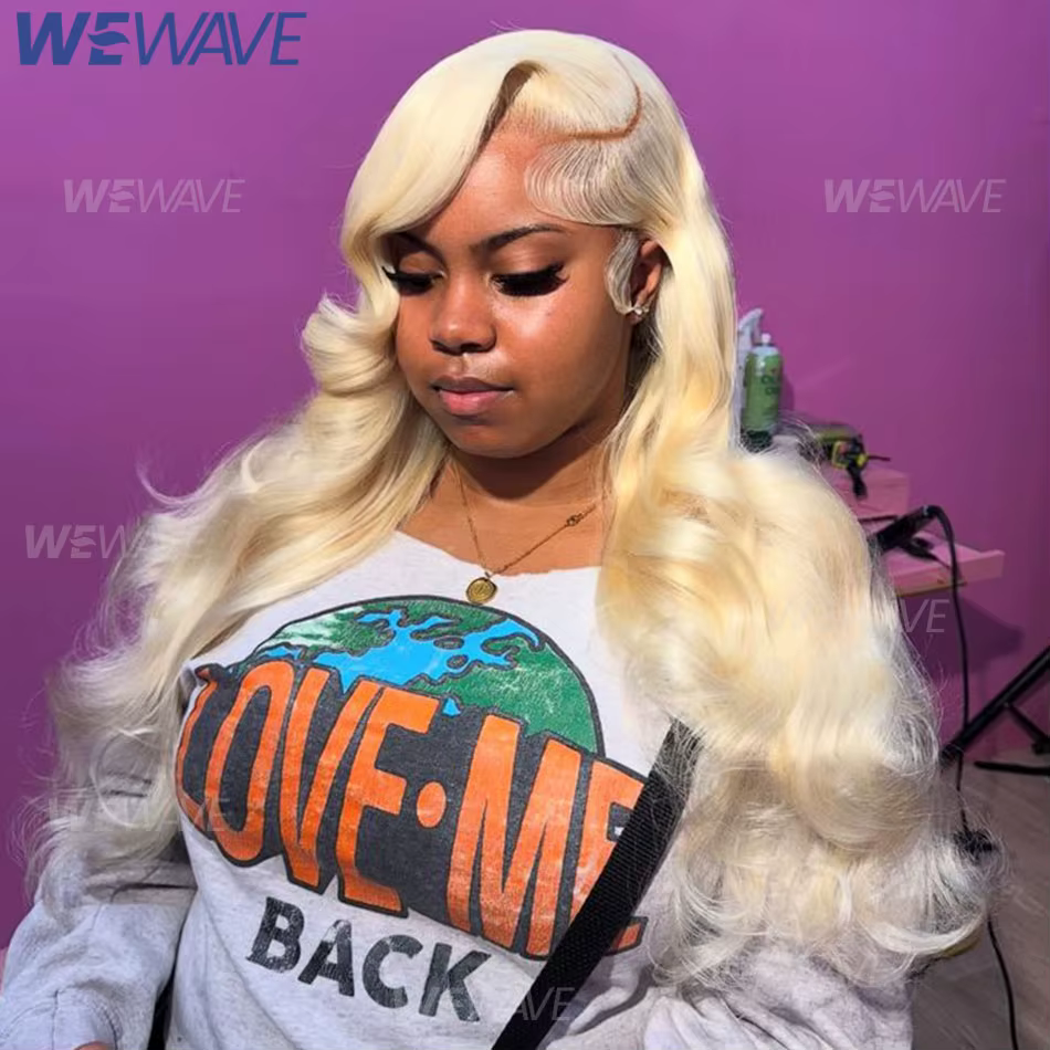 613 Blonde dentelle avant perruque cheveux humains vague de corps 13X6 Hd