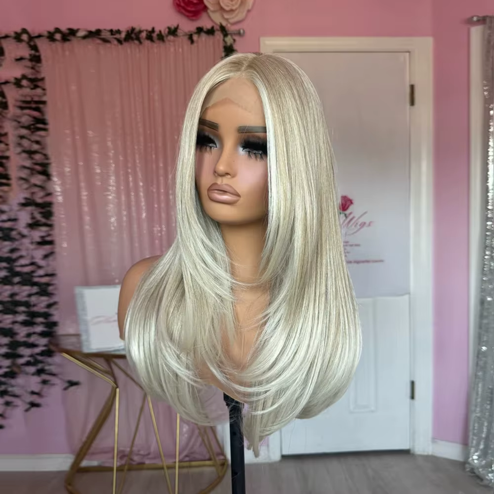 Perruque Balayage Blond Cendré Crémeux