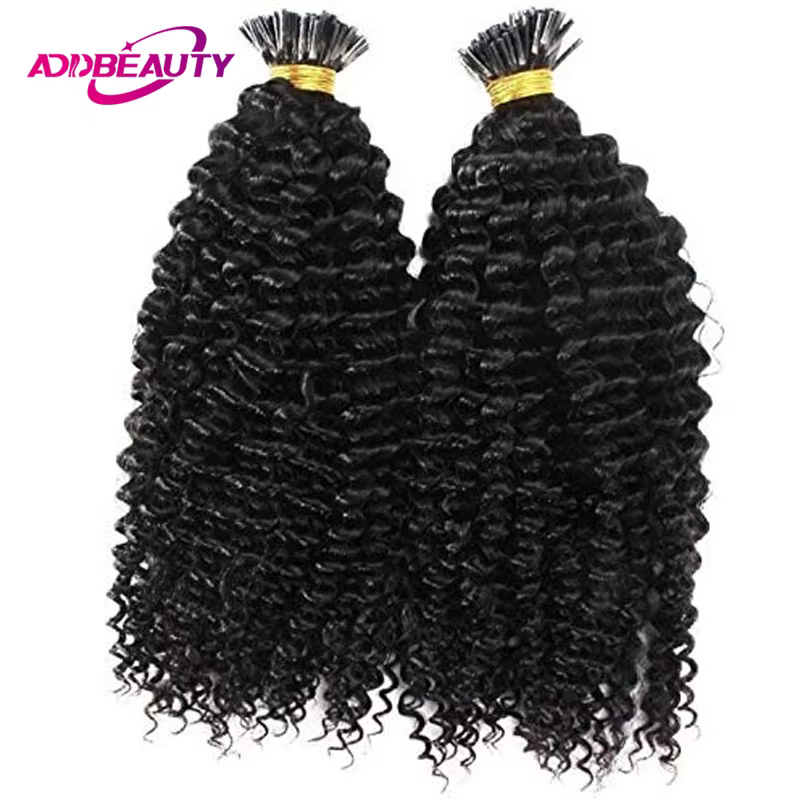 Extensions de cheveux bouclés crépus I-Tip