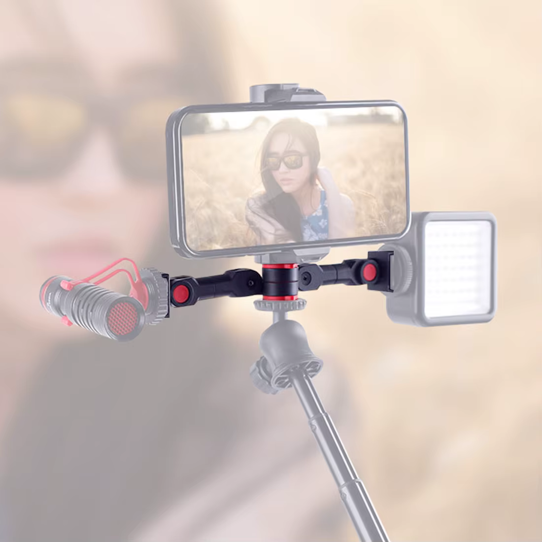 Adaptateur de montage de chaussure froide rotatif avec vis 1/4 ", double support de barre d'extension de chaussure froide pour appareil photo, téléphone, lumière LED, Microphone