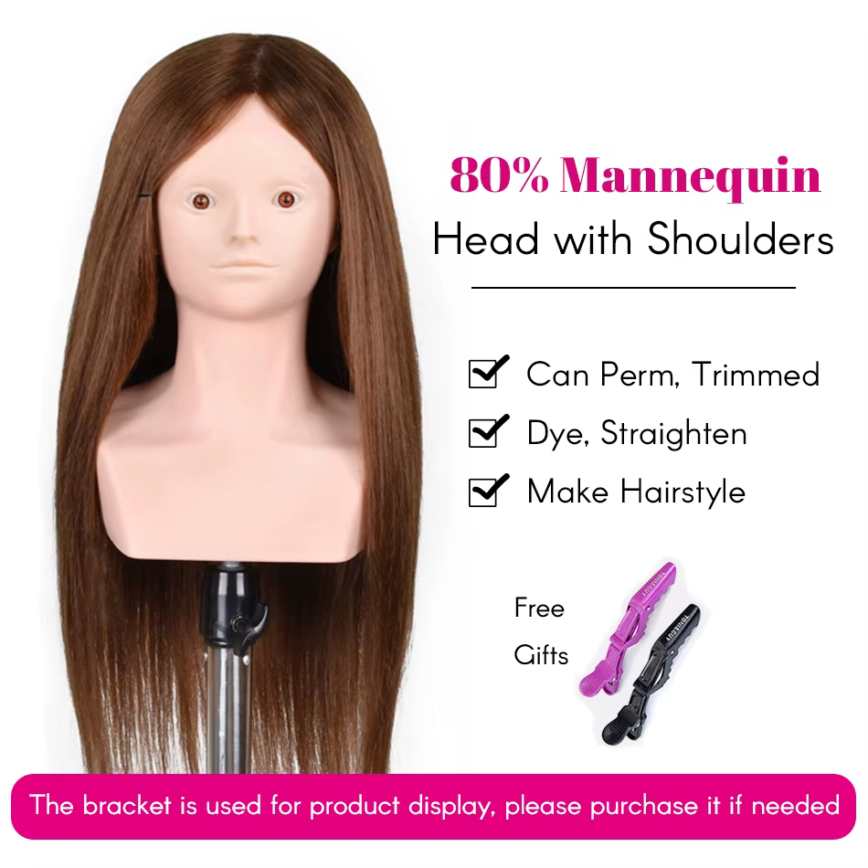 Perruque de tête de mannequin d'entraînement