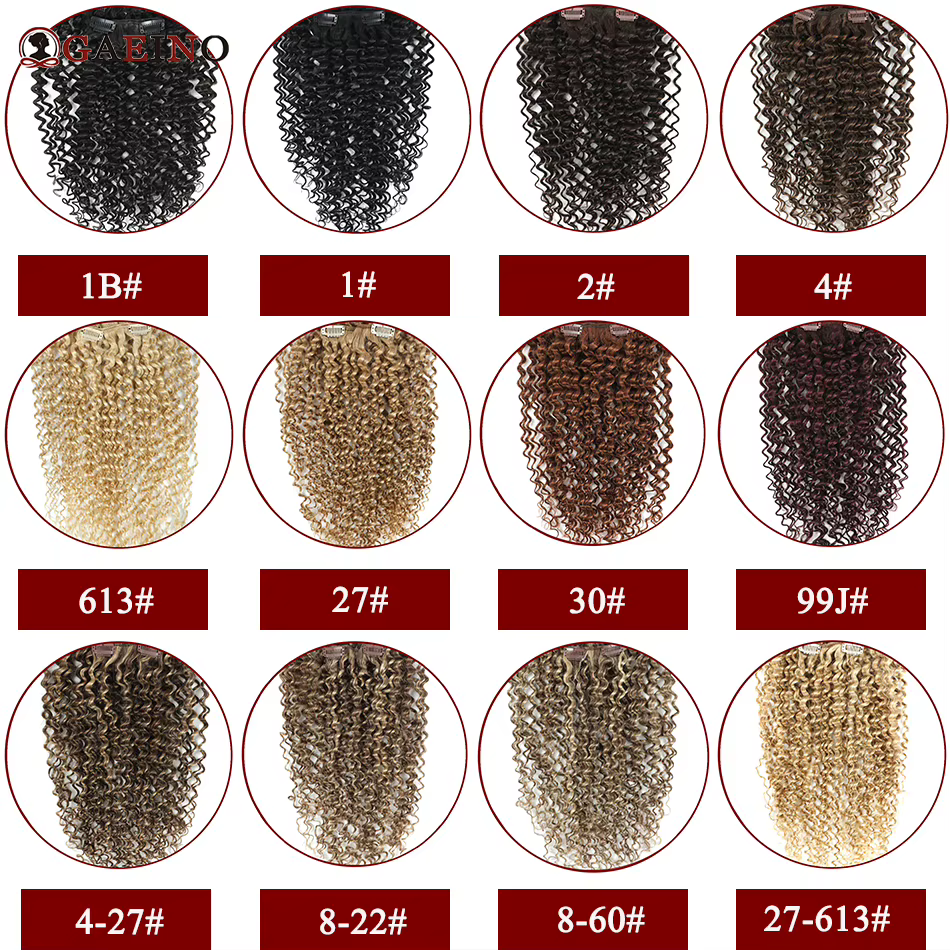 Extensions de cheveux humains crépus bouclés à clips