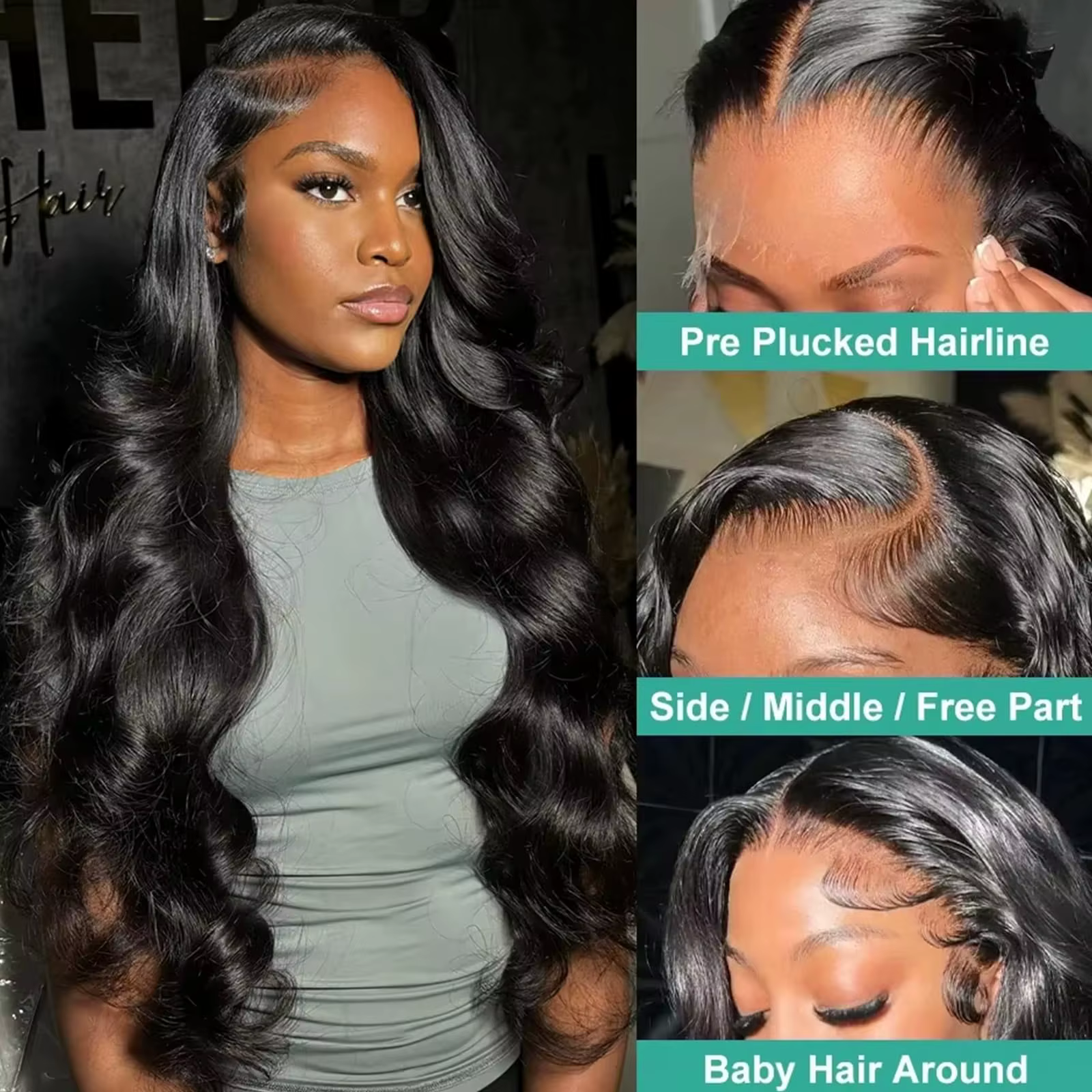 Perruques en cheveux humains ondulés
