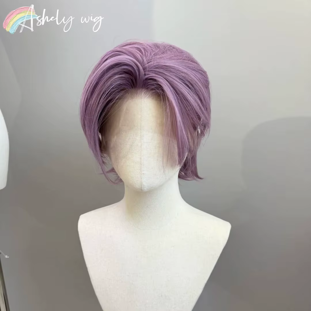 Perruque courte violette pour hommes
