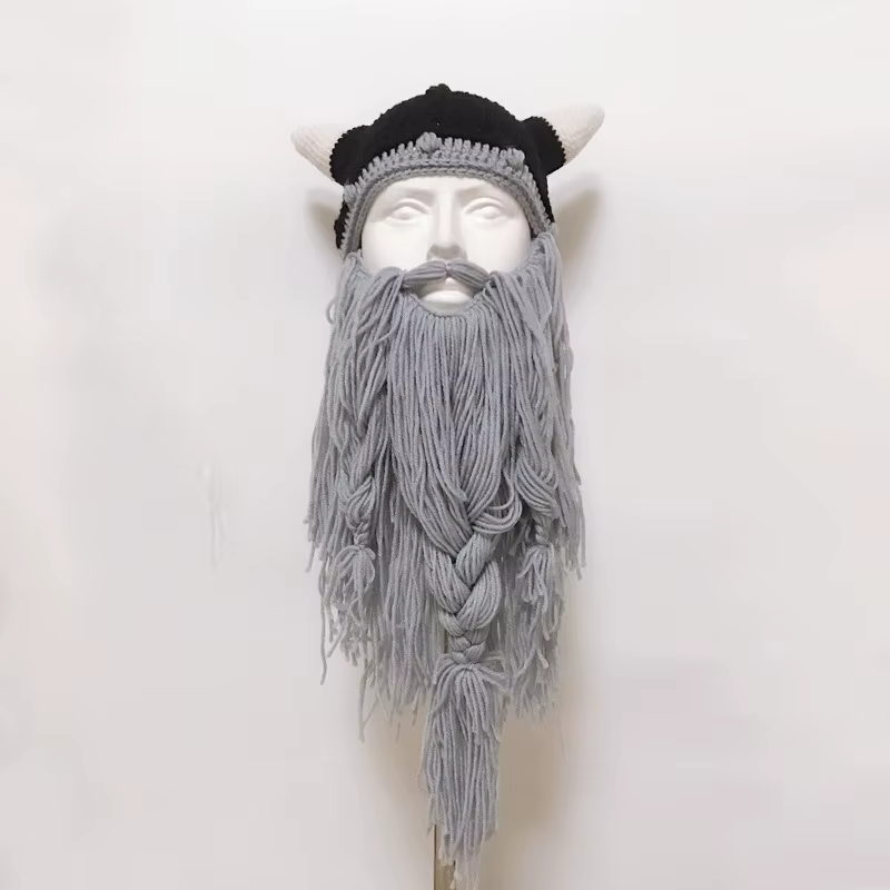 Chapeau de perruque viking à longue barbe