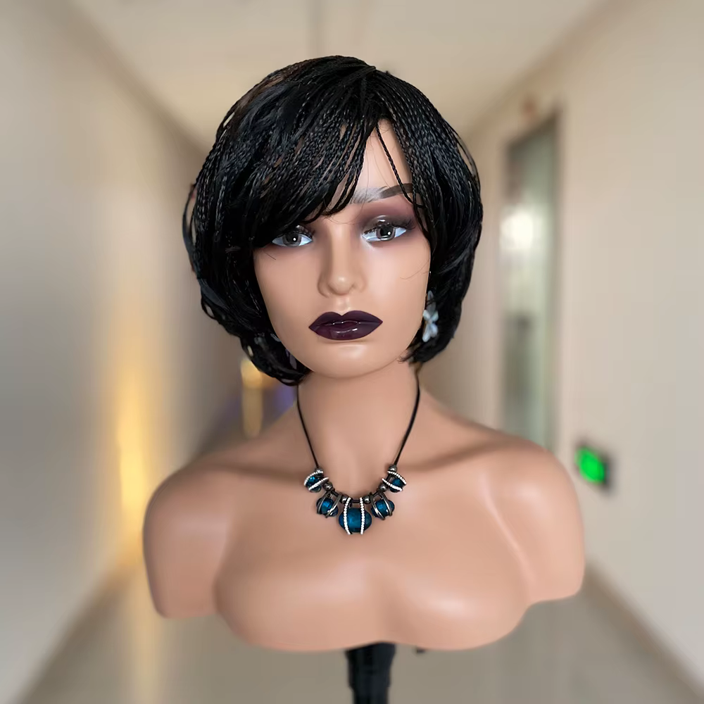 Boîte de tresse au Crochet perruques tressées pour les femmes noires cheveux africains synthétiques coupe lutin