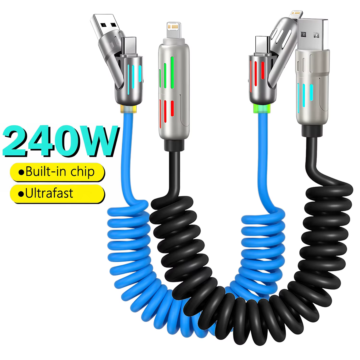 Câble USB extensible Amzwn 240W 2 en 2, câble de type C pour Samsung Xiaomi Huawei, câble USB C pour iPhone, câble de données USB