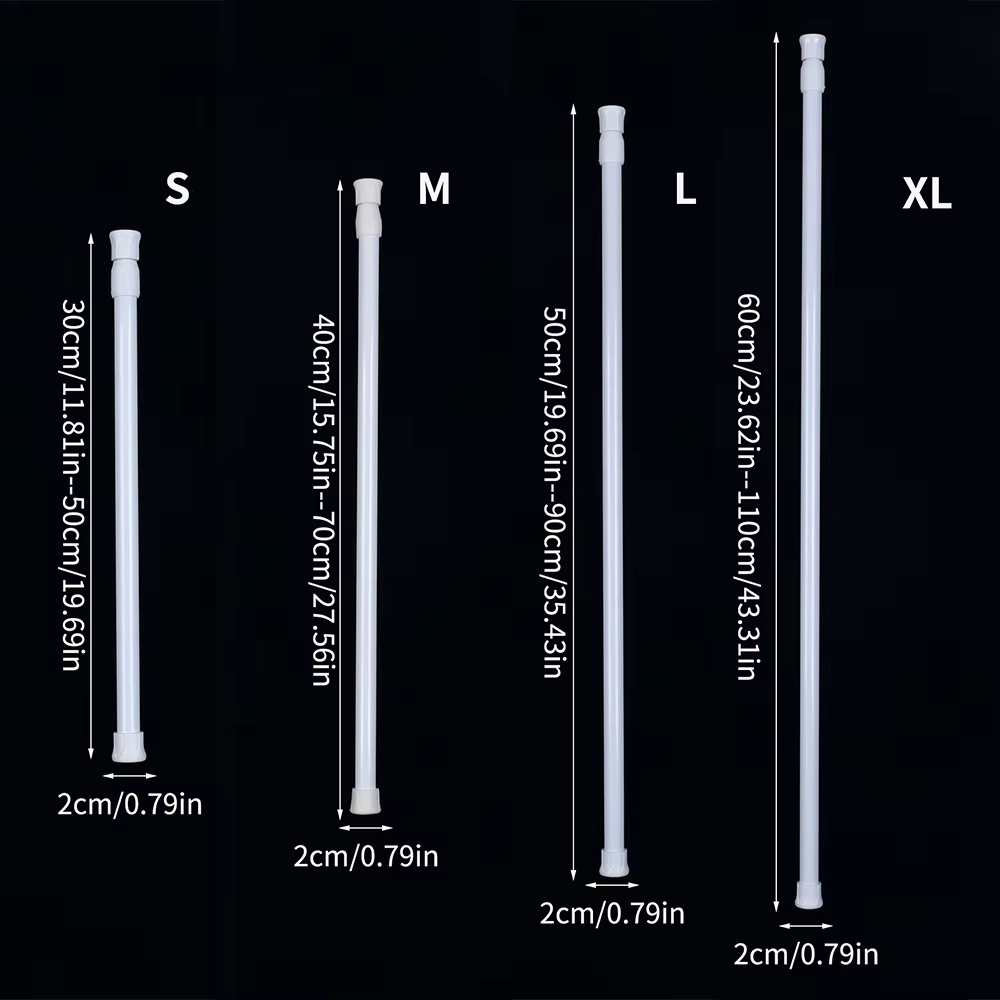 Lot de 3 tringles à rideaux réglables à tension par ressort, extensibles, pour l'organisation de la maison, des fenêtres, des placards et des armoires