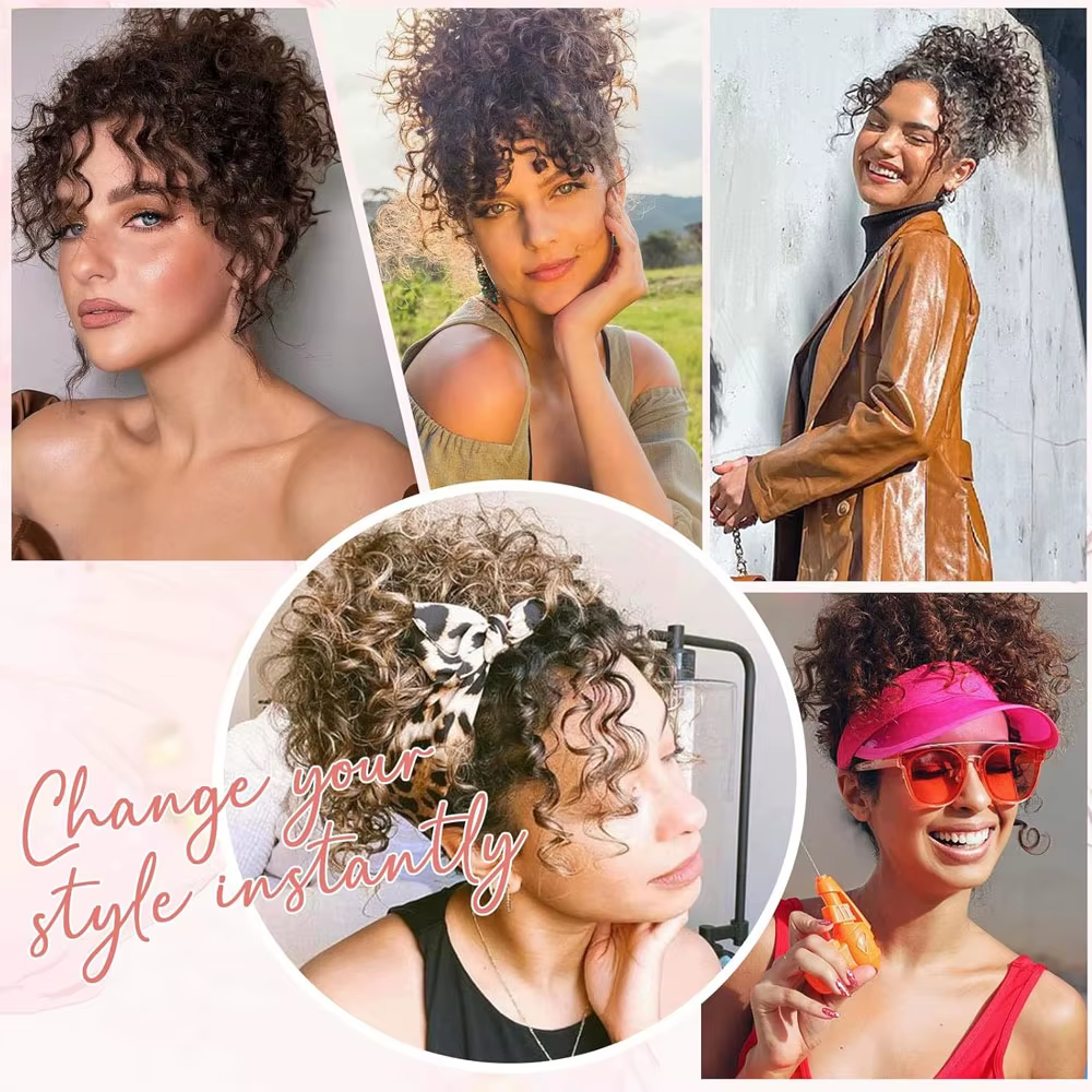 Benehair – queue de cheval synthétique avec cordon de serrage pour femmes, postiche Afro courte bouffante de 8 pouces, postiche crépue bouclée avec peignes stables