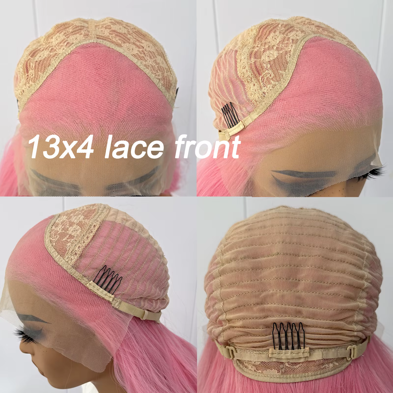 Perruque Lace Front Wig synthétique rose