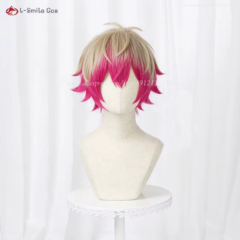Anime Alexis Ness Cosplay perruques 32 cm lin Rose perruques mixtes Cosplay Anime Cosplay perruque résistant à la chaleur cheveux synthétiques + bonnet de perruque