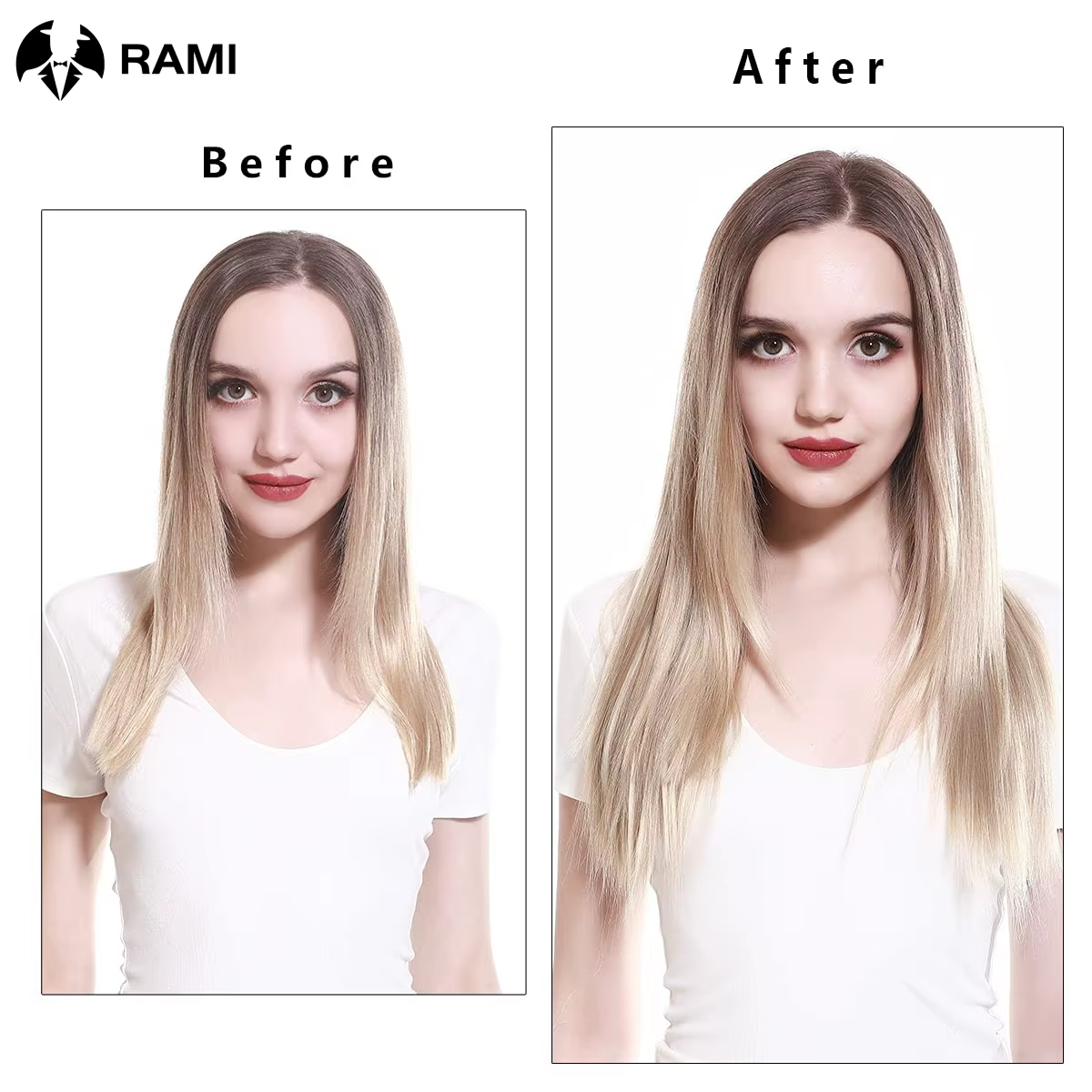 Extensions de cheveux naturels One Piece Fish Line 12-26 pouces # 1B/613 Noir à blond pour une ligne de séparation contrastante