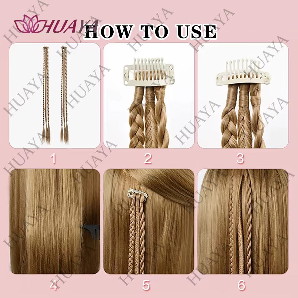 Perruque, queue de cheval synthétique torsadée tresse pince dans les Extensions de cheveux longues tresses