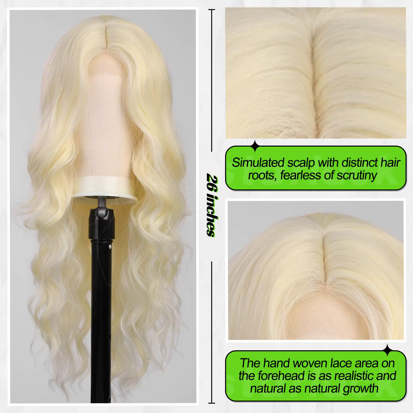 Best-seller nouvelle mode midsection perruque femmes longs cheveux blonds bouclés fibre synthétique haute température