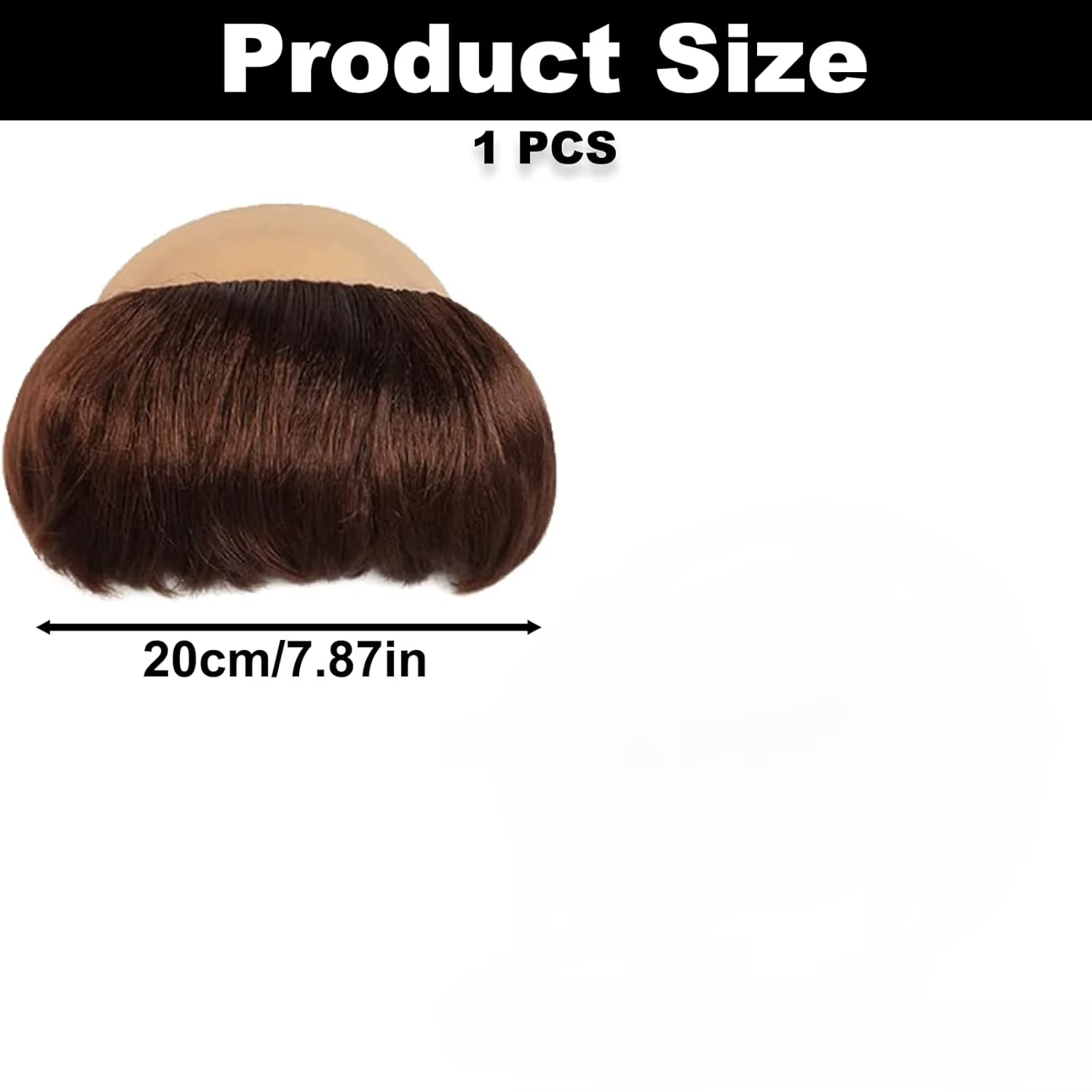 Perruque de moine chauve marron foncé pour hommes avec bonnet
