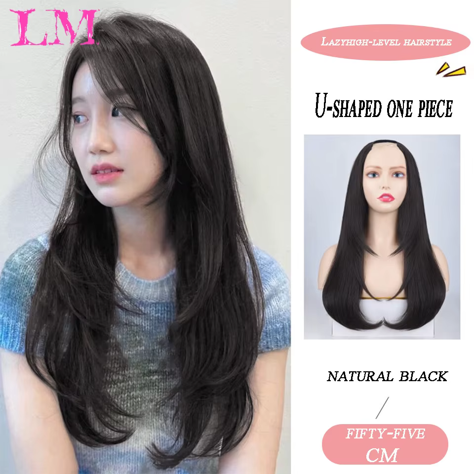Extensions de Cheveux Synthétiques Longs et Lisses pour Femme