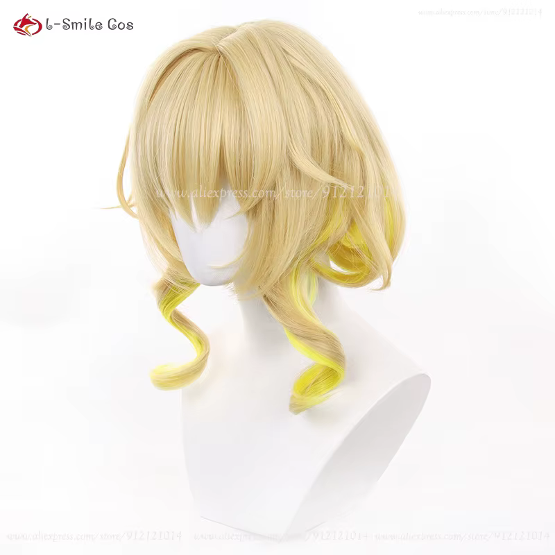 Hbackpack Aglaea-Perruque de Cosplay Jaune Dégradé Or