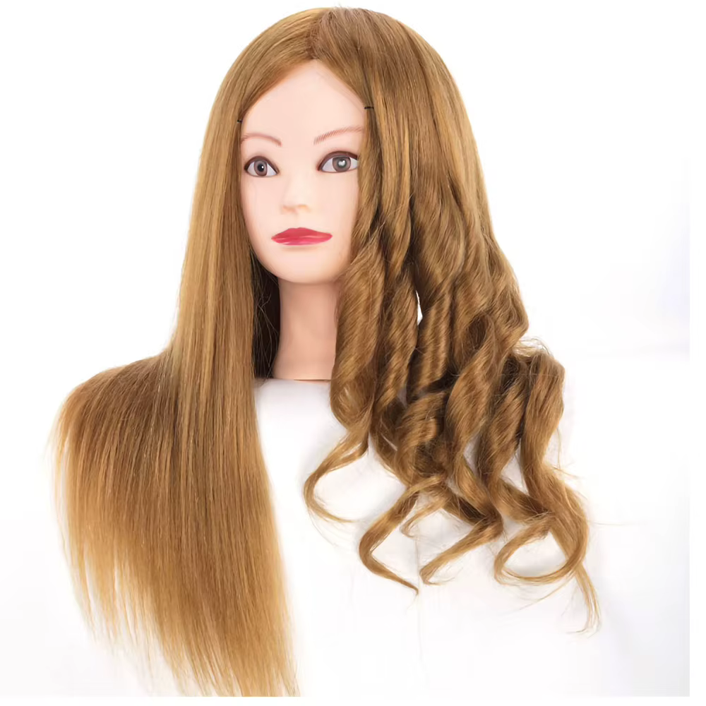Kit de tête de mannequin pour la pratique de la coiffure, 85% vrais cheveux, tête de beurre, formation professionnelle, coiffage, chaud, boucle, fer à lisser