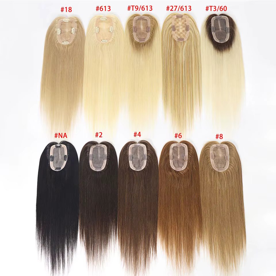 Extensions capillaires humaines blondes ombrées de 16 pouces pour femmes, avec racines foncées et mèches, postiches lisses à clipser pour femme