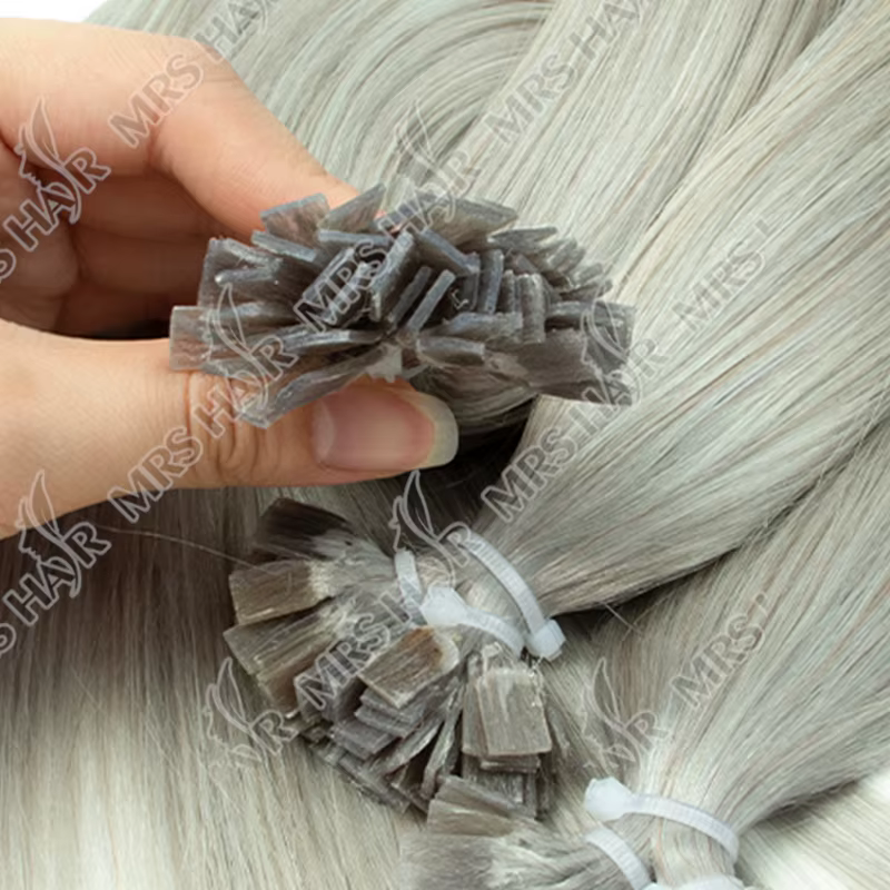 Extensions de cheveux humains à pointe plate en kératine personnalisées