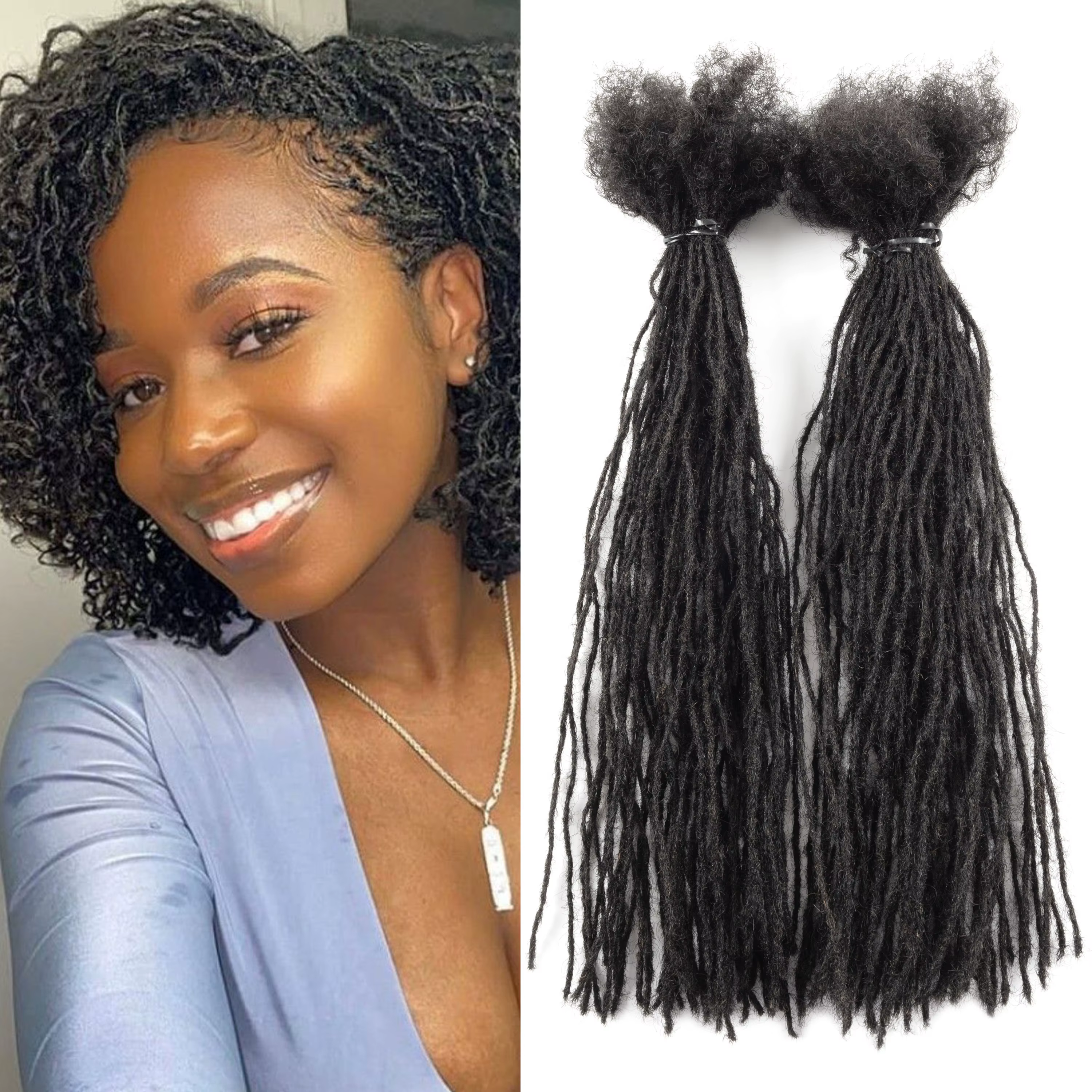 20 Strs/paquet vente en gros directe d'usine 0.1 cm Micro Locs vrais cheveux humains Dreadlocks Extension Loc Extensions Dreadlock Naturel