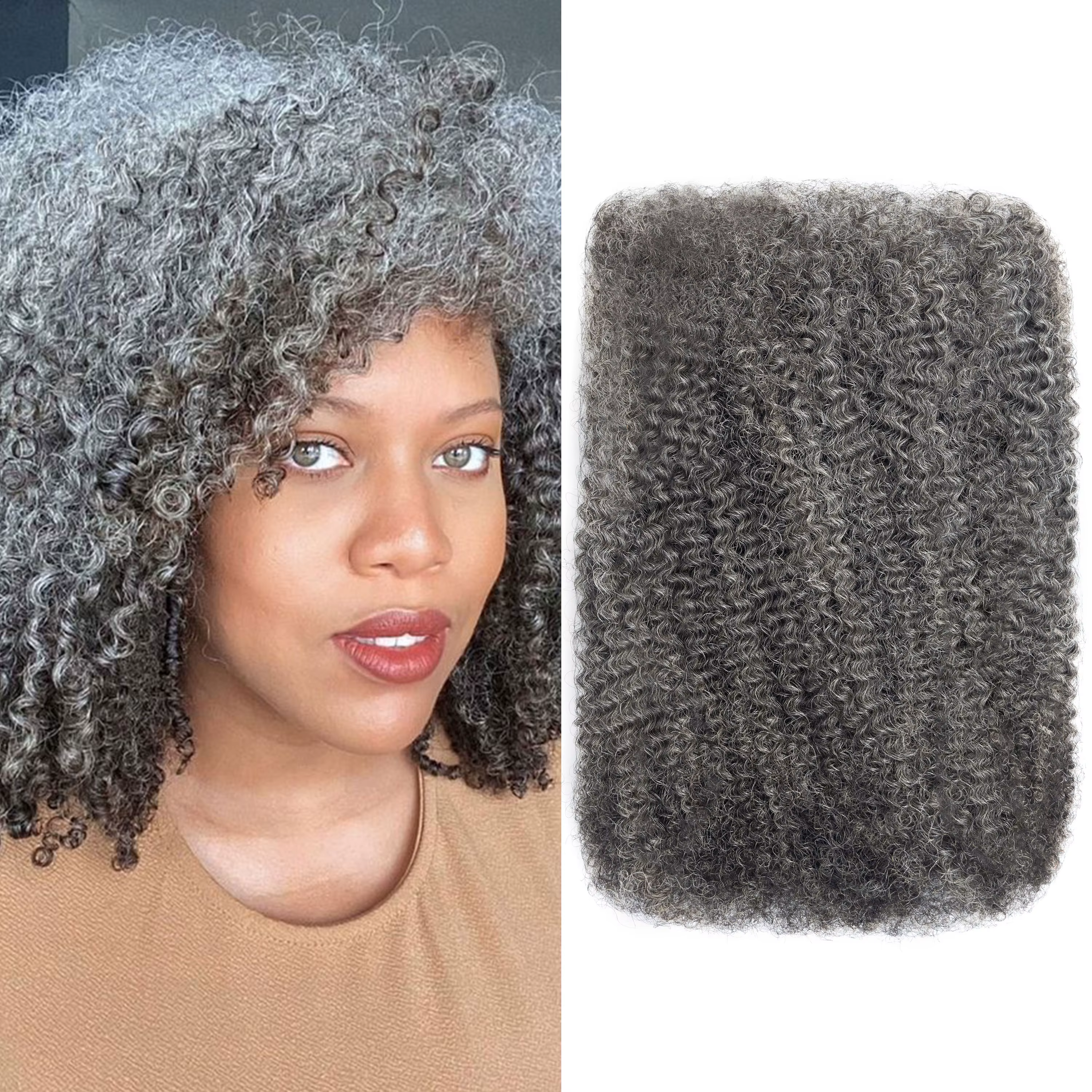Anna 50g # Salt & Pepper 100% cheveux humains non transformés Afro crépus pré-étirés Extensions