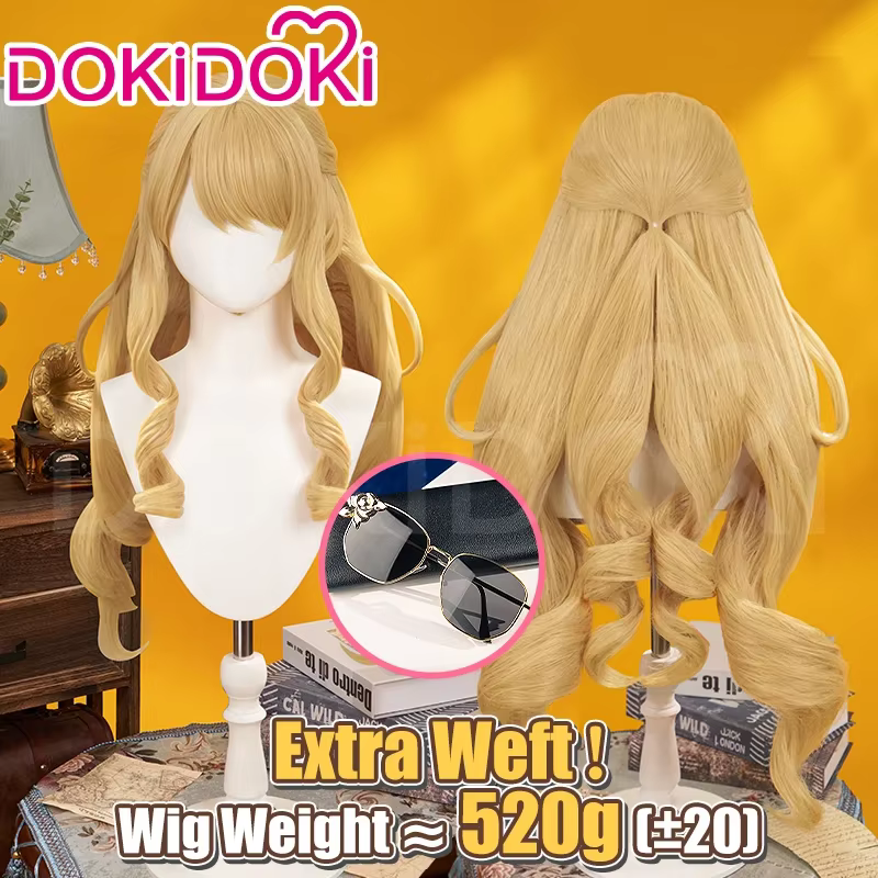 EN STOCK Navia perruque jeu Genshin Impact DokiDoki femmes cheveux longs blonds Fontaine Navia casquette de perruque gratuite Navia lunettes de soleil