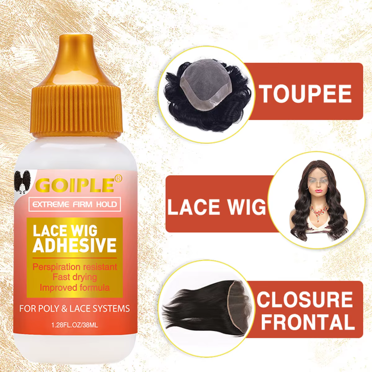 Adhésif de perruque Invisible imperméable pour perruques de fermeture avant