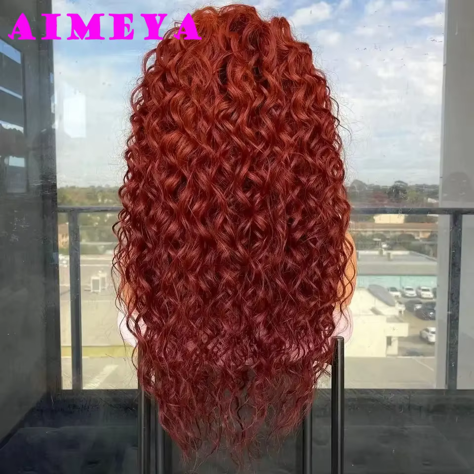 Perruque Lace Front Wig synthétique bouclée rouge cuivre