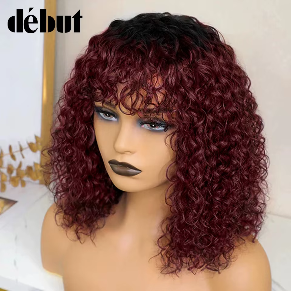 Perruque Brésilienne Naturelle avec Frange pour Femme
