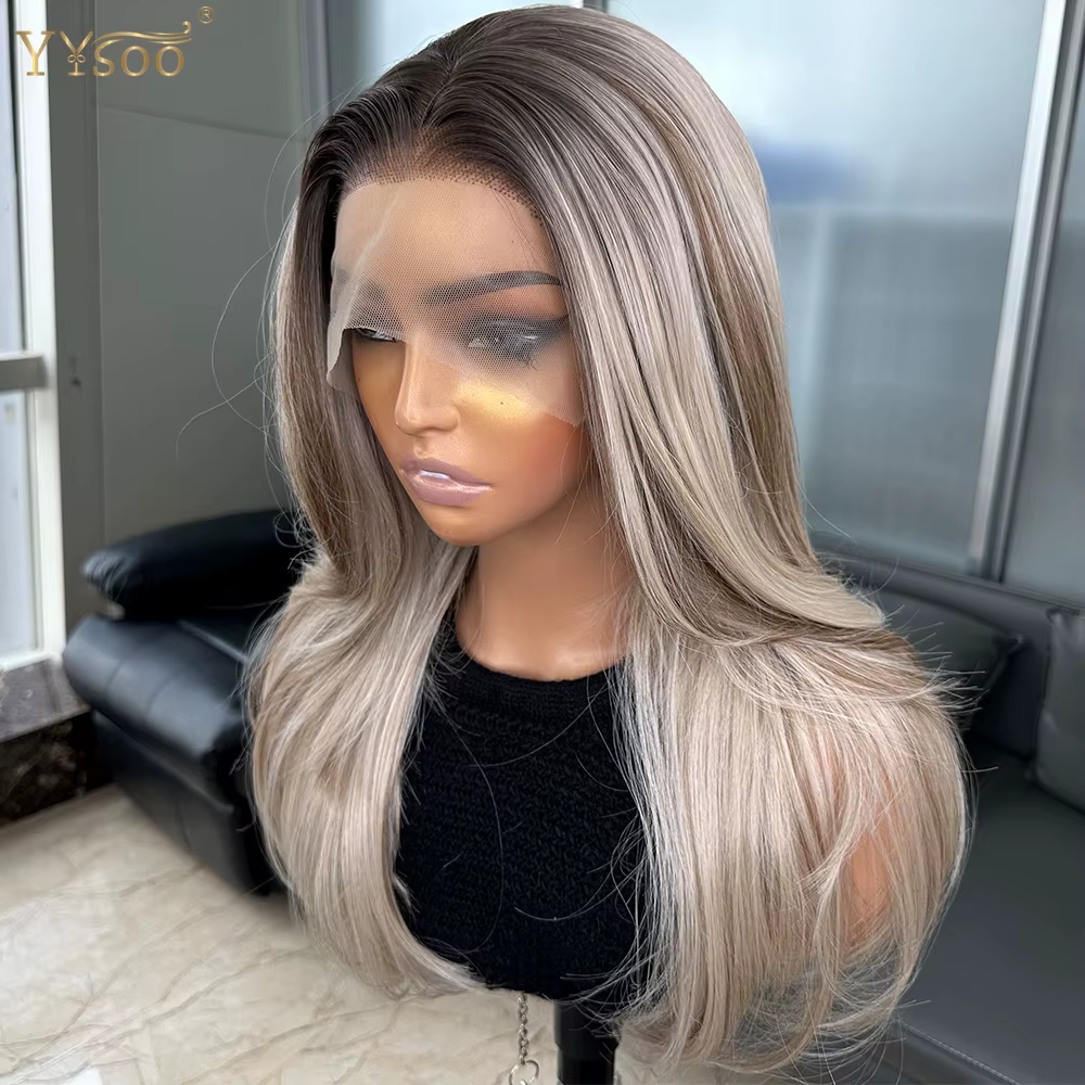 Perruque Lace Front Wig synthétique ondulée avec reflets ombrés