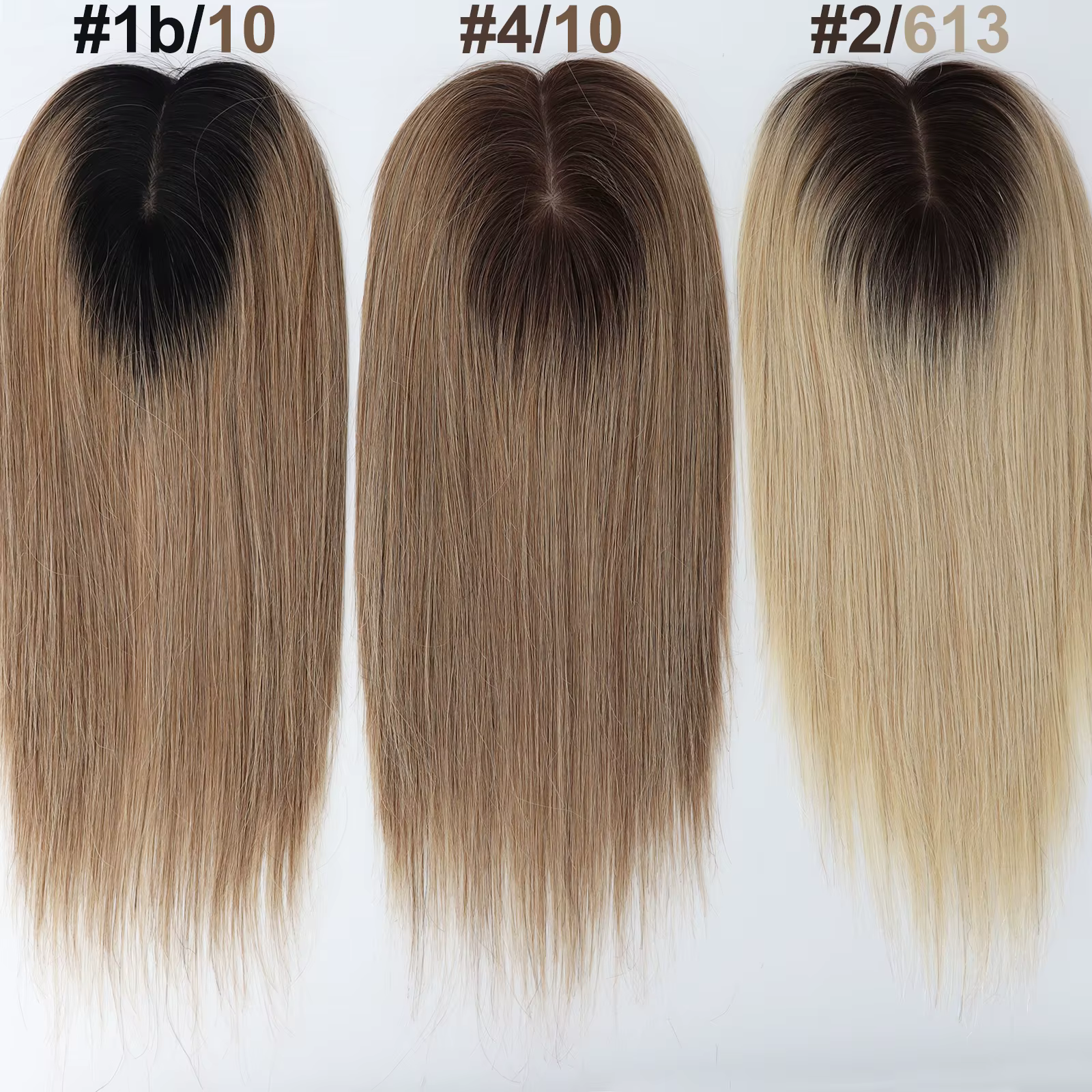 Topper de Base en soie blonde ombrée avec clips en Extensions de cheveux humains européens bicolores de 14 pouces pour