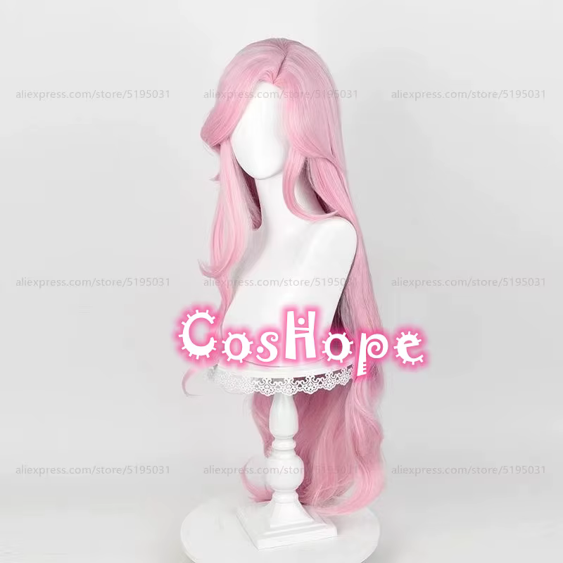 Fluttershy Cosplay perruque unisexe 100 cm longue vague bouclée cheveux rose