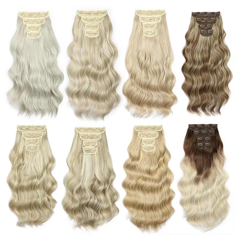 Extensions capillaires synthétiques blondes à Clip