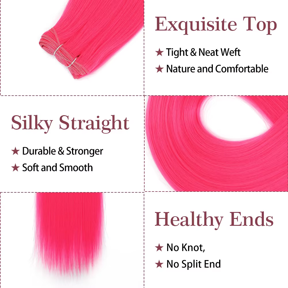 Extensions de Cheveux Synthétiques Naturels Yaki Rose Fantaisie 30 Pouces Lisses Comme des Baguettes 150g 200g Couleur Châtain Orange Cuivré