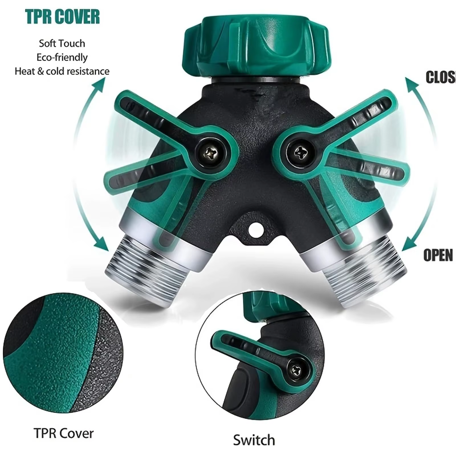 Séparateur de tuyau en alliage de Zinc de Type Y, Joint à Double voie, inverseur à deux robinets divisé, accessoires de jardin, dériveur d'eau à filetage interne